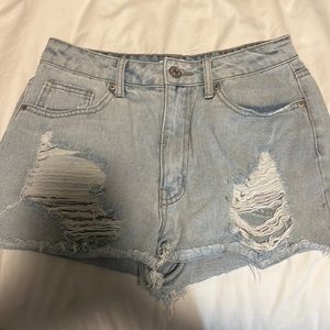 Medium wash denim shorts